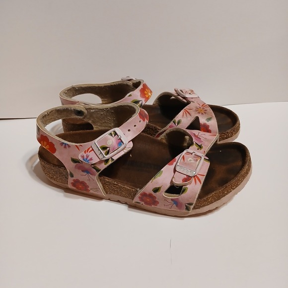 Birkenstock Other - Birkenstock Girls Rio Birko-Flor Pink Floral Sandals Size 11.5 EU 29